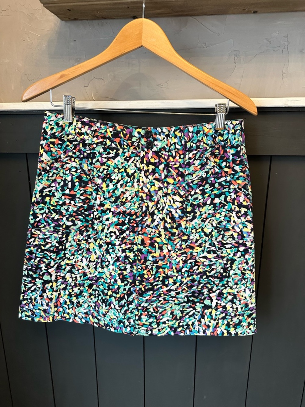 Christopher & Banks Black Multi-Color Confetti Mini Skirt Skort sz 4P